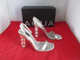 AQUA Dori Crystal High Heel Ankle Strap Sandals $128 US  Size 10 - Silve... - £30.60 GBP