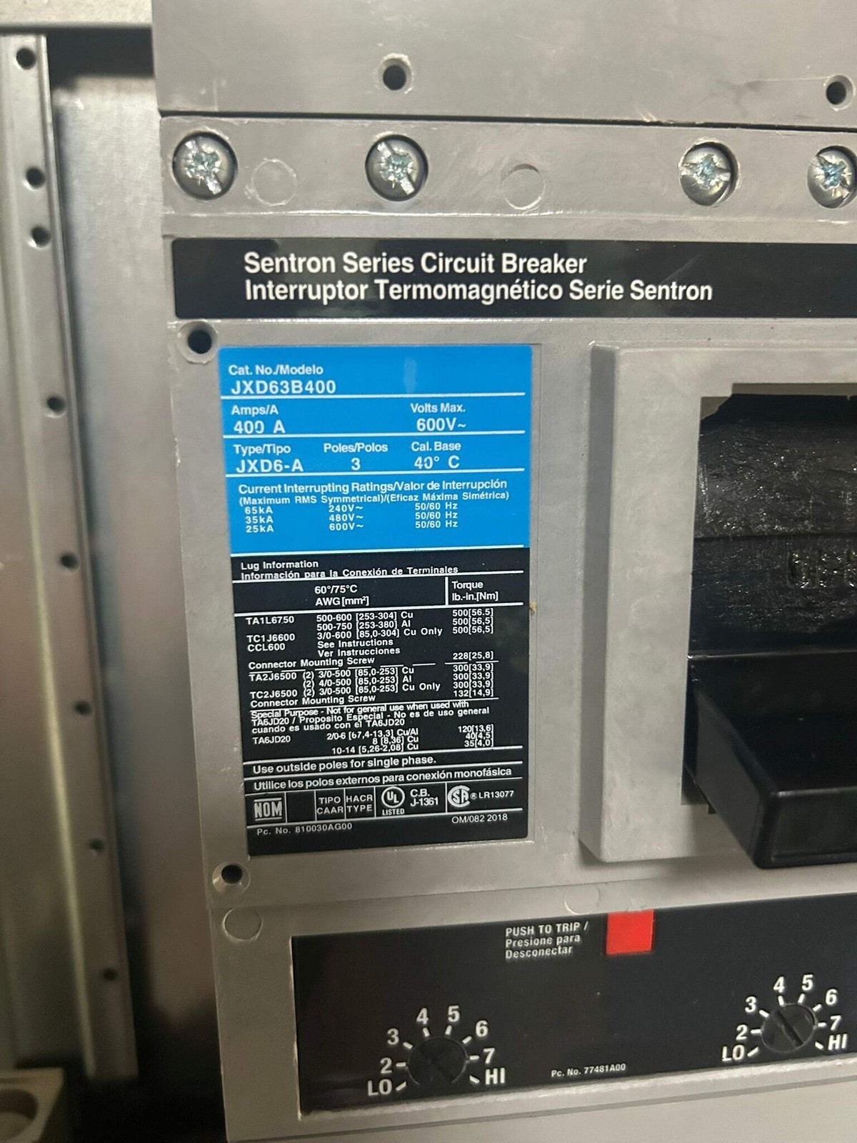 Siemens P1E‑42 400 A Panelboard Interior – 42 Circuit, 277/480 V Item image 10