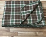 Vintage Brown Green Tan Wool Twin Blanket Throw 64”x88” - $37.99