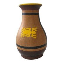 Hand Turned Wood Vase Southwest Native American Vintage Wooden Western Aztec - £26.32 GBP