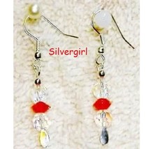 Sparkling Clear Red AB Crystal Glass Earrings - £7.18 GBP