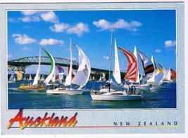 Auckland New Zealand Postcard Racing Yachts Harbour Bridge - £2.35 GBP