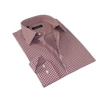 Men Mondego 100% Cotton Dress Sport Classic Business shirt A9100 Red checker box image 5