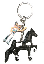 BETTY BOOP Keychain, Purse Charm, Dancing Cowgirl, Western, With Her Pinto Horse - £13.78 GBP