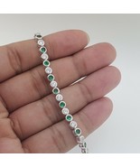 7Ct Simulated Green Emerald &amp; Diamond Women&#39;s Bracelet 8&quot; Inch 14K White... - $2,636.65 MXN