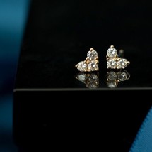 14K Gold Flashing Hearts Stud Earrings - S925 Sterling Silver, tiny, piercings - £24.16 GBP