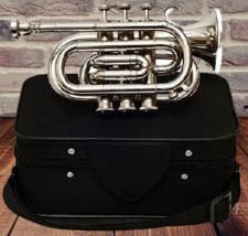 Hot Bb Flat Silver Pocket Trumpet Free Cass + mp fast Shipping**best Gift - £63.86 GBP