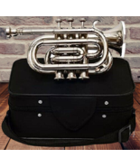 Hot Bb Flat Silver Pocket Trumpet Free Cass + mp fast Shipping**best Gift - £65.08 GBP