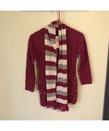 Derek Heart Sweater W/Scarf Sz 10/12 Color wine - $25.57 CAD