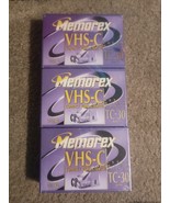 Lot 3 Memorex VHS-C TC30 High Grade Compact Blank Video Cassette Tapes S... - $241.07 MXN