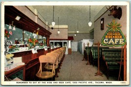 Remember To Eat at Hide and Seek Cafe Advertising Tacoma WA 1928 WB Postcard D14 - £21.59 GBP