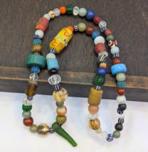 Vintage Glass Stones crystal Mix Beads Necklace JN-3 - $874.31 MXN