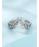 Archangel Wings Adjustable Sterling Silver Ring - £22.07 GBP