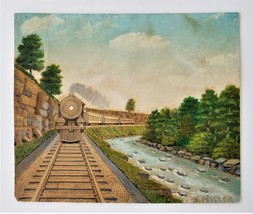 vintage prr TRAIN RAILROAD ART PAINTING signed S MILLER lancaster pa - £36.77 GBP