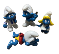 Peyo Smurf Figurines Lot of 4 Blue and white - £9.92 GBP