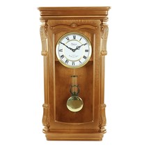 Bedford Clock Collection Golden Oak Chiming Pendulum Wall Clock - $138.52