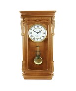 Bedford Clock Collection Golden Oak Chiming Pendulum Wall Clock - $138.52
