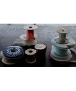 Nice Lot of 12 Partially Used Rolls of Floral Ribbon, GREAT COLORS AND P... - $16.82