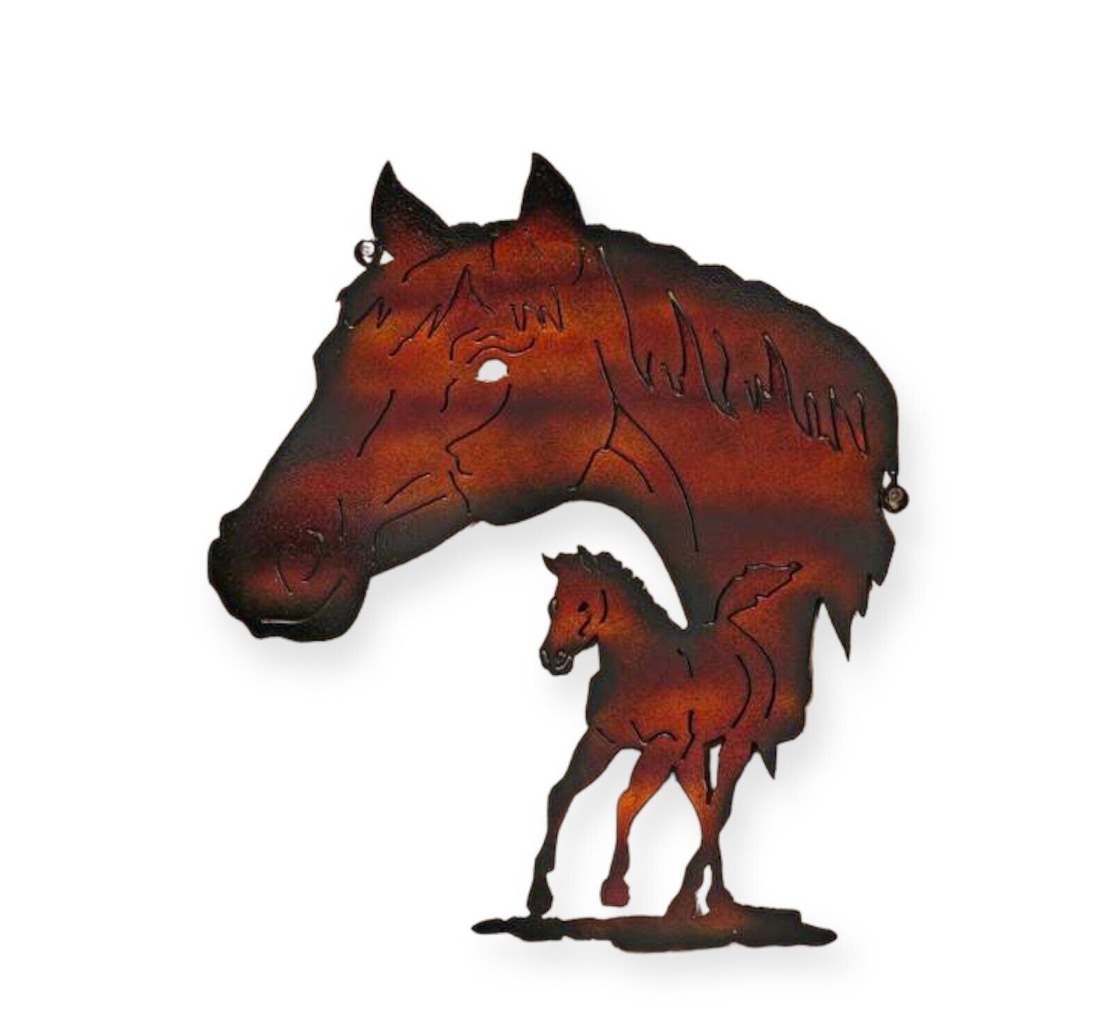Horse Silhouette Wall Decor Metal Horse Head and Body 15" x 17" Copper Brown  - $34.64