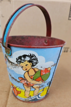 Vintage Ohio Art boy girls on the beach Tin Pail Sand Bucket    8 - £29.57 GBP