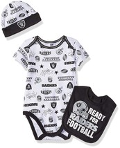 NFL Oakland Raiders Ready For Football Bodysuit Cap Bib Set Size 3-6 M Gerber - £23.78 GBP