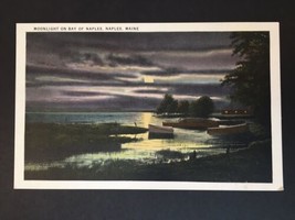 Vintage Postcard Moonlight on the Bay of Naples in Naples Maine ME WB 136143 - £7.86 GBP
