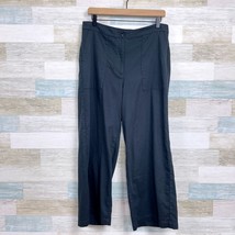 Eileen Fisher Organic Cotton Wide Leg Crop Utility Pants Black Casual Womens 12 - £62.12 GBP