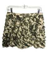 J Crew Mini Skirt Womens 4 Green Camo Crinkled Silk Chiffon Tan  - $319.69 MXN
