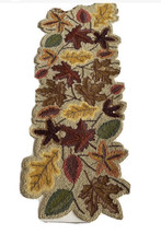 New Nicole Miller Fall Beaded Table Runner Autumn Leaves Thanksgiving New - £35.96 GBP