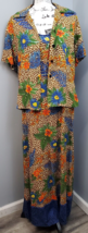 Two Piece Set Surya Blazer &amp; Dress Women&#39;s XL Multi Floral Sequin Beaded... - $39.29