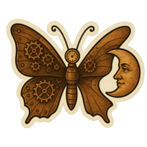 4&quot; Steampunk Butterfly Decal-Clockwork Gears Moth &amp; Crescent Moon Vinyl ... - $0.98