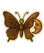 4&quot; Steampunk Butterfly Decal-Clockwork Gears Moth &amp; Crescent Moon Vinyl ... - $18.03 MXN