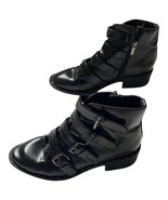 A New Day Black Strappy Buckle Ankle Boots Size 7.5 Studded Low Heel - £15.73 GBP