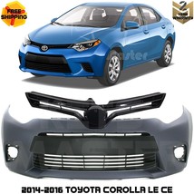 Front Bumper Cover Fascia &amp; Grille Kit Assembly For 2014-2016 Toyota Corolla - £174.34 GBP