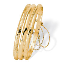 PalmBeach Jewelry 18k Gold-plated Sterling Silver 3-Piece Bangle Bracelet Set - £141.86 GBP
