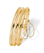 PalmBeach Jewelry 18k Gold-plated Sterling Silver 3-Piece Bangle Bracele... - £141.86 GBP