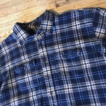 Timberland Mens shirt XL Blue plaid button up long sleeve flannel heavy ... - $19.25