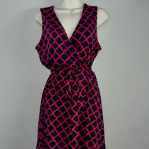 Mix by 41 Hawthorn Navy Blue Red Patterned Sleeveless Tank Faux Wrap Dress - £16.18 GBP
