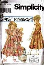 Girl's DRESS Vintage 1997 Simplicity DAISY KINGDOM Pattern 7550 Size 3,4,5,6 - $12.00