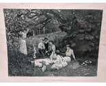 Vintage Luncheon Under The Trees Black And White Art Print 20&quot; X 16&quot; - $32.07