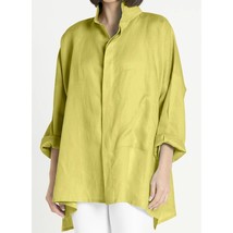Planet by Lauren G Handkerchief Linen Signature Shirt Lime Green Women&#39;s... - £77.08 GBP