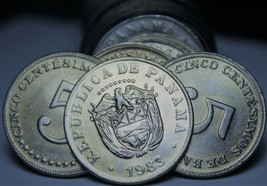 Gem Unc Roll (40) Panama 1983 5 Centesimo Coins~National Coat Of Arms~Free Ship - £70.15 GBP