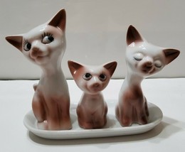 Vintage 4 pc Cats Salt Pepper Shakers Toothpick Holder and Tray Japan w ... - $29.24
