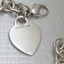 7.5" Medium Tiffany & Co Sterling Silver Blank Heart Tag Charm Bracelet - $249.00