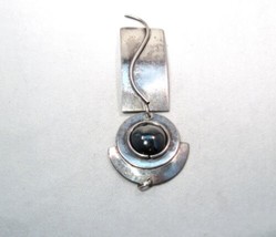 Sterling Silver Modernist Hematite Necklace Pendant K644 - £95.75 GBP