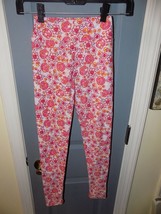 LULAROE Pink W/Flower Print Leggings  Size Tween Girl&#39;s EUC - £14.62 GBP