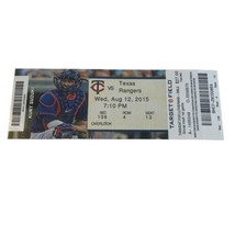 2015 Texas Rangers Vs Minnesota Twins Ticket Stub 8/12 A. Hicks 4Hits Sano 2HRs - $10.00