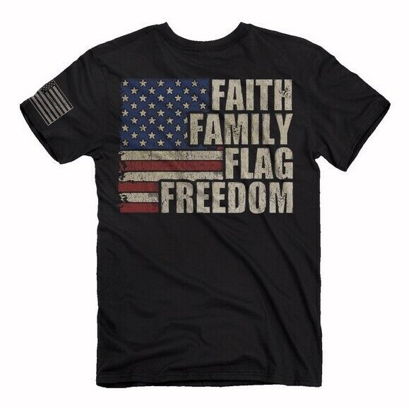 Faith Family Flag Freedom Fundamentals Short Sleeve T-Shirt  NEW Fast Free Ship