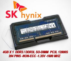 HYNIX 4GB DDR3L 1600MHZ 204-PIN 12800 LAPTOP MEMORY RAM MEMORY HMT451S6B... - $9.89