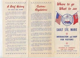 Sault Ste Marie Information and Map for Visitors Brochure 1958 Ontario Canada - £14.01 GBP